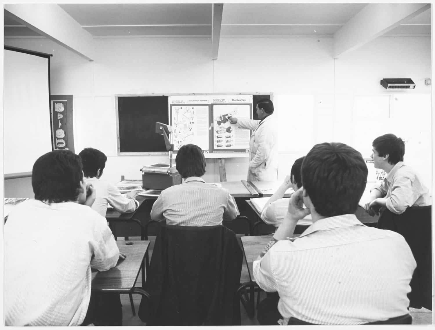Being taught in a H-Block classroom, 1981.