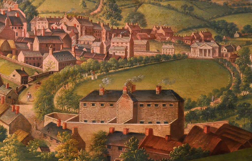 James Black’s painting ‘Armagh City, 1810’ shows the rear of Armagh Gaol in its original state.