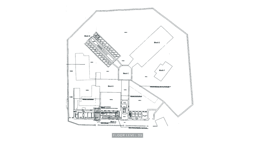 A Floor Plan of Level Three of the Armagh Gaol.